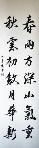 狮岛书友 林贵盛 - 中国书法行书 春雨方深秋云初敛 - 条幅