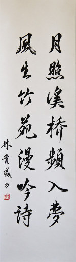 狮岛书友 林贵盛 - 中国书法 行书 对联 - 条幅