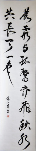 狮岛书友 李小兰 - 中国书法 行书 王勃 滕王阁序 句 落霞秋水 - 条幅